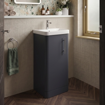Delphi Glade 400mm 1-Door Floor Standing Cloakroom Vanity Unit (inc Basin) | Product Image