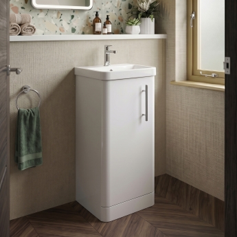 Delphi Glade 400mm 1-Door Floor Standing Cloakroom Vanity Unit (inc Basin) | Product Image