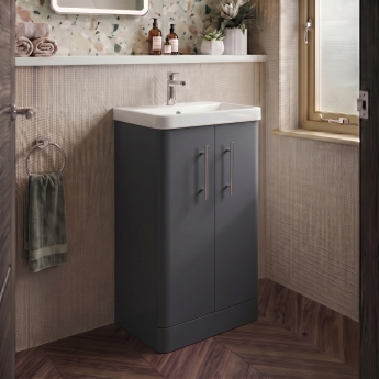 Delphi Glade 500mm 2-Door Floor Standing Cloakroom Vanity Unit (inc Basin) | Product Image