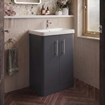 Delphi Glade 600mm 2-Door Floor Standing Cloakroom Vanity Unit (inc Basin) | Product Image