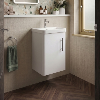 Delphi Glade 400mm 1-Door Wall Hung Cloakroom Vanity Unit (inc Basin) | Product Image