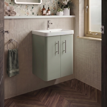 Delphi Glade 500mm 2-Door Wall Hung Cloakroom Vanity Unit (inc Basin) | Product Image