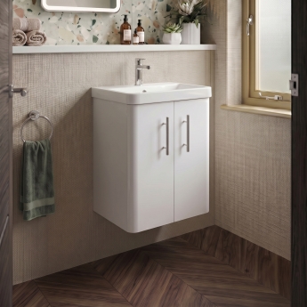 Delphi Glade 500mm 2-Door Wall Hung Cloakroom Vanity Unit (inc Basin) | Product Image