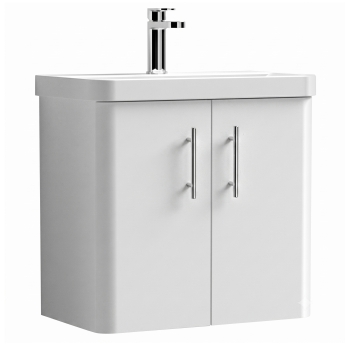 Delphi Glade 600mm 2-Door Wall Hung Cloakroom Vanity Unit (inc Basin) | Product Image