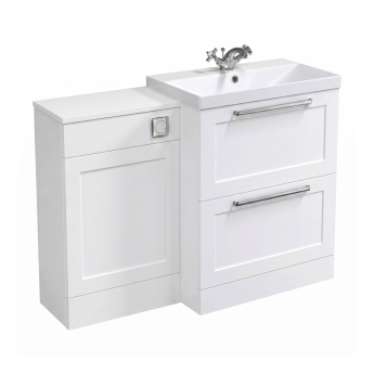 Delphi Grange Satin White 1100mm 2-Drawer Waterproof Bathroom Furniture Combination Unit | Product Image
