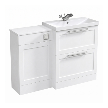 Delphi Grange Satin White 1300mm 2-Drawer Waterproof Bathroom Furniture Combination Unit | Product Image