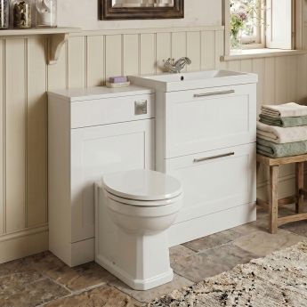Delphi Grange Satin White 1300mm 2-Drawer Waterproof Bathroom Furniture Combination Unit | Product Image