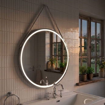 Delphi Halo Chrome LED Touch Sensor Round Bathroom Mirror 800mm x 800mm | Product Image