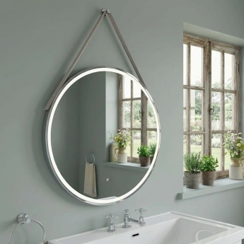 Delphi Halo Chrome LED Touch Sensor Round Bathroom Mirror 800mm x 800mm | Product Image
