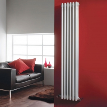 Delphi Hatfield Vertical 3-Column Traditional Radiator 1800mm H x 287mm W - Gloss White | Product Image