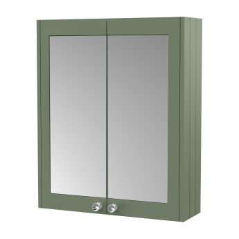 Delphi Hayloft Satin Green 600mm 2-Door Mirrored Bathroom Cabinet | Product Image