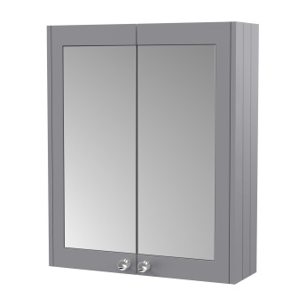 Delphi Hayloft Satin Grey 600mm 2-Door Mirrored Bathroom Cabinet | Product Image