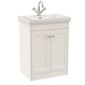 Delphi Hayloft 600mm 2-Door Floor Standing Vanity Unit (inc Fireclay 1TH Basin) | Product Image