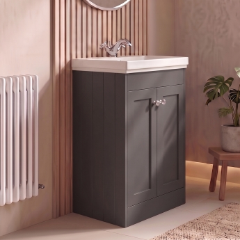 Delphi Hayloft 500mm 2-Door Floor Standing Vanity Unit (inc Fireclay 1TH Basin) | Product Image