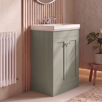 Delphi Hayloft 500mm 2-Door Floor Standing Vanity Unit (inc Fireclay 1TH Basin) | Product Image