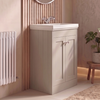 Delphi Hayloft 500mm 2-Door Floor Standing Vanity Unit (inc Fireclay 1TH Basin) | Product Image