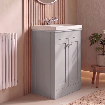 Delphi Hayloft 500mm 2-Door Floor Standing Vanity Unit (inc Fireclay 1TH Basin) | Product Image