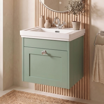 Delphi Hayloft 500mm 1-Drawer Wall Hung Vanity Unit (inc Fireclay 1TH Basin) | Product Image