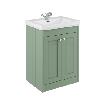Delphi Hayloft 600mm 2-Door Floor Standing Vanity Unit (inc Fireclay 1TH Basin) | Product Image