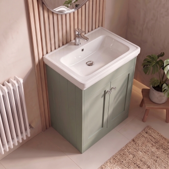 Delphi Hayloft 600mm 2-Door Floor Standing Vanity Unit (inc Fireclay 1TH Basin) | Product Image