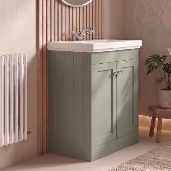 Delphi Hayloft 600mm 2-Door Floor Standing Vanity Unit (inc Fireclay 1TH Basin) | Product Image