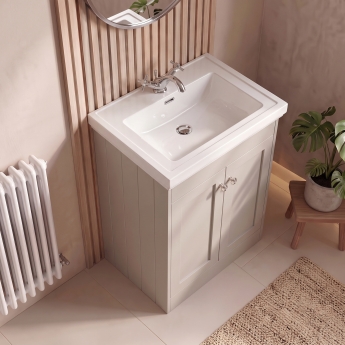 Delphi Hayloft 600mm 2-Door Floor Standing Vanity Unit (inc Fireclay 1TH Basin) | Product Image