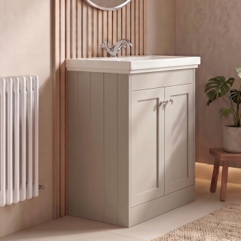 Delphi Hayloft 600mm 2-Door Floor Standing Vanity Unit (inc Fireclay 1TH Basin) | Product Image