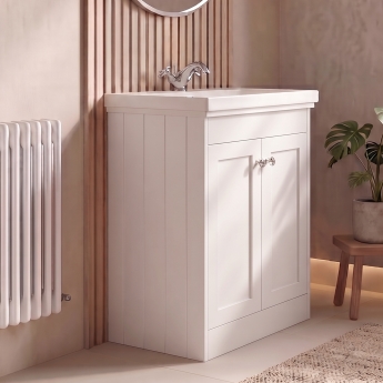 Delphi Hayloft 600mm 2-Door Floor Standing Vanity Unit (inc Fireclay 1TH Basin) | Product Image