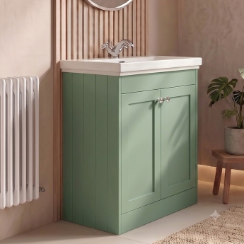 Delphi Hayloft 800mm 2-Door Floor Standing Vanity Unit (inc Fireclay 1TH Basin) | Product Image