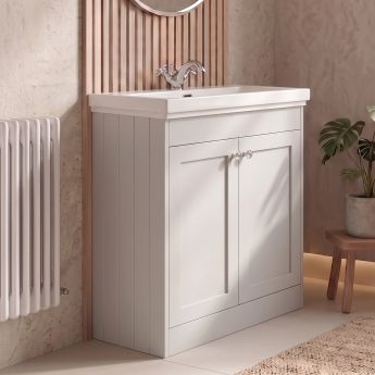Delphi Hayloft 800mm 2-Door Floor Standing Vanity Unit (inc Fireclay 1TH Basin) | Product Image