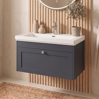 Delphi Hayloft 800mm 1-Drawer Wall Hung Vanity Unit (inc Fireclay 1TH Basin) | Product Image