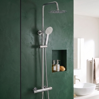 Delphi Henley Thermostatic Bar Mixer Shower with Fixed Head and Shower Kit - Chrome | Product Image