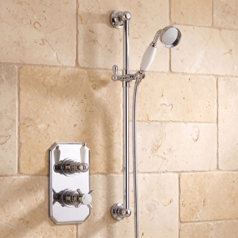 Delphi Traditional Chrome/White Slider Rail Shower Kit (inc Outlet Elbow) | Product Image