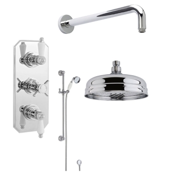 Delphi Highgate Chrome Triple Concealed Shower Set with Fixed Head and Slide Rail Kit | Product Image