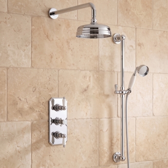 Delphi Highgate Chrome Triple Concealed Shower Set with Fixed Head and Slide Rail Kit | Product Image
