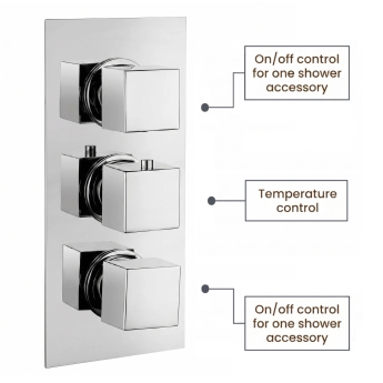 Delphi Holbrook Thermostatic Triple Concealed Mixer Shower with Shower Kit + Fixed Shower Head - Chrome | Product Image