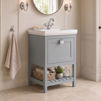 Delphi Homestead 500mm 1-Drawer Floor Standing Traditional Vanity Unit (inc Fireclay Basin) | Product Image