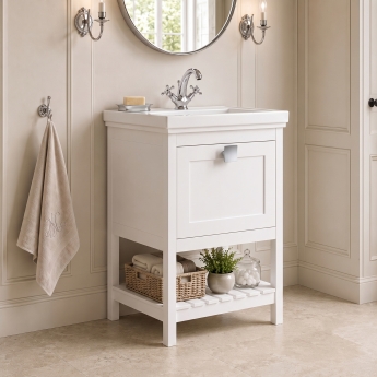 Delphi Homestead 500mm 1-Drawer Floor Standing Traditional Vanity Unit (inc Fireclay Basin) | Product Image