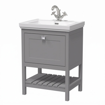 Delphi Homestead 600mm 1-Drawer Floor Standing Traditional Vanity Unit (inc Fireclay Basin) | Product Image