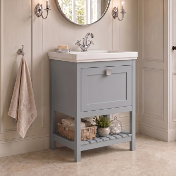 Delphi Homestead 600mm 1-Drawer Floor Standing Traditional Vanity Unit (inc Fireclay Basin) | Product Image