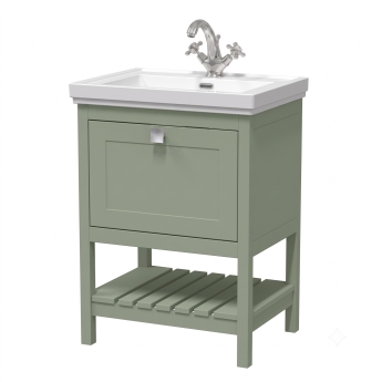 Delphi Homestead 600mm 1-Drawer Floor Standing Traditional Vanity Unit (inc Fireclay Basin) | Product Image