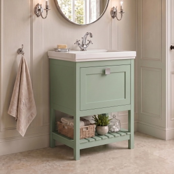 Delphi Homestead 600mm 1-Drawer Floor Standing Traditional Vanity Unit (inc Fireclay Basin) | Product Image