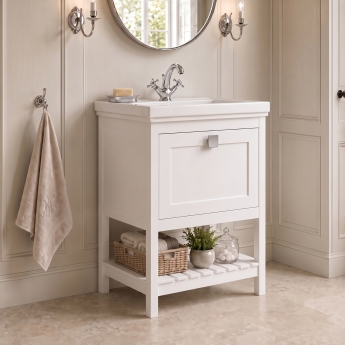 Delphi Homestead 600mm 1-Drawer Floor Standing Traditional Vanity Unit (inc Fireclay Basin) | Product Image