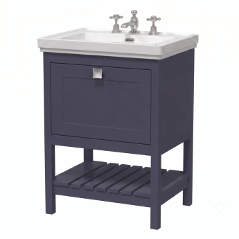 Delphi Homestead Indigo Blue 600mm 1-Drawer Floor Standing Traditional Vanity Unit (inc Fireclay Basin 3TH) | Product Image
