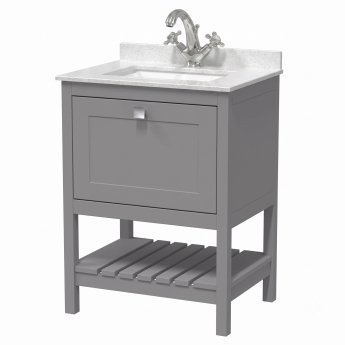 Delphi Homestead 600mm 1-Drawer Floor Standing Traditional Vanity Unit (inc Marble Top Basin) | Product Image