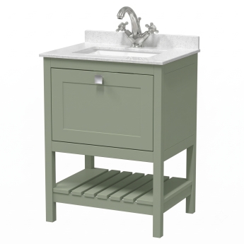 Delphi Homestead 600mm 1-Drawer Floor Standing Traditional Vanity Unit (inc Marble Top Basin) | Product Image