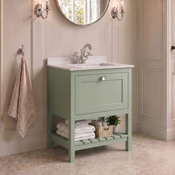 Delphi Homestead 600mm 1-Drawer Floor Standing Traditional Vanity Unit (inc Marble Top Basin) | Product Image