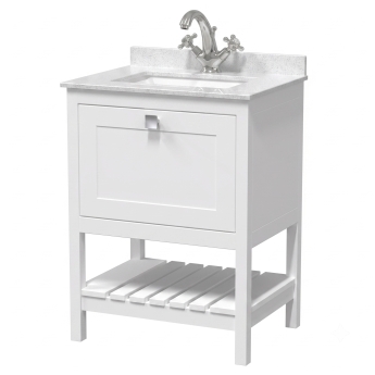 Delphi Homestead 600mm 1-Drawer Floor Standing Traditional Vanity Unit (inc Marble Top Basin) | Product Image