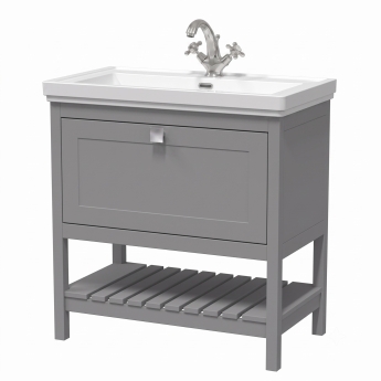 Delphi Homestead 800mm 1-Drawer Floor Standing Traditional Vanity Unit (inc Fireclay Basin) | Product Image