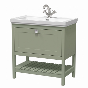 Delphi Homestead 800mm 1-Drawer Floor Standing Traditional Vanity Unit (inc Fireclay Basin) | Product Image